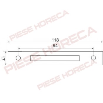 Suport opozabil, distanta intre gaurile de montare 94mm, pentru balama usa cuptor de lungime 118mm, latime 17mm